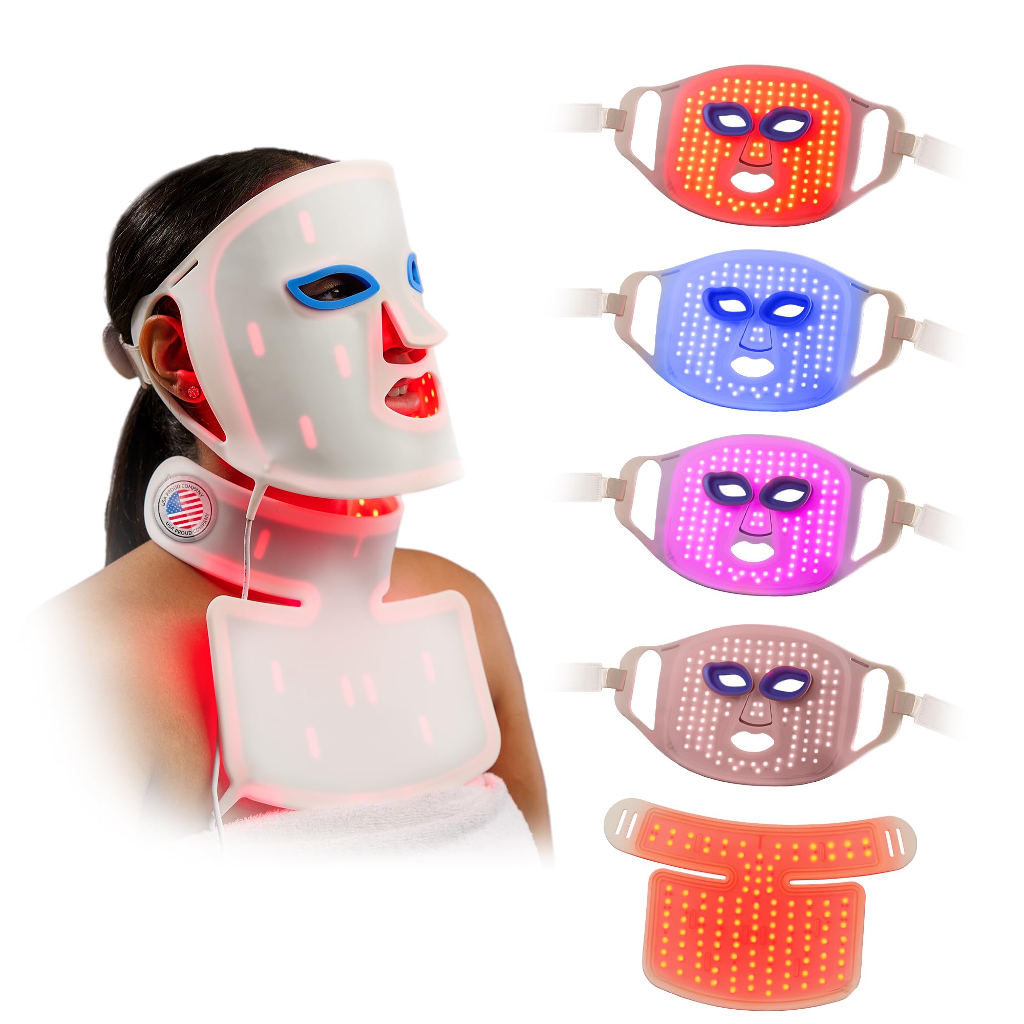 LifePro Revitaglow front view showing full-face LED coverage and easy benefits