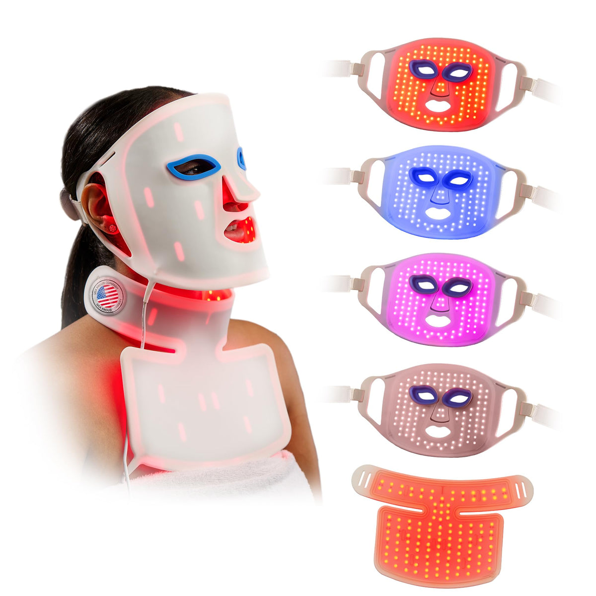 LifePro Revitaglow front view showing full-face LED coverage and easy benefits