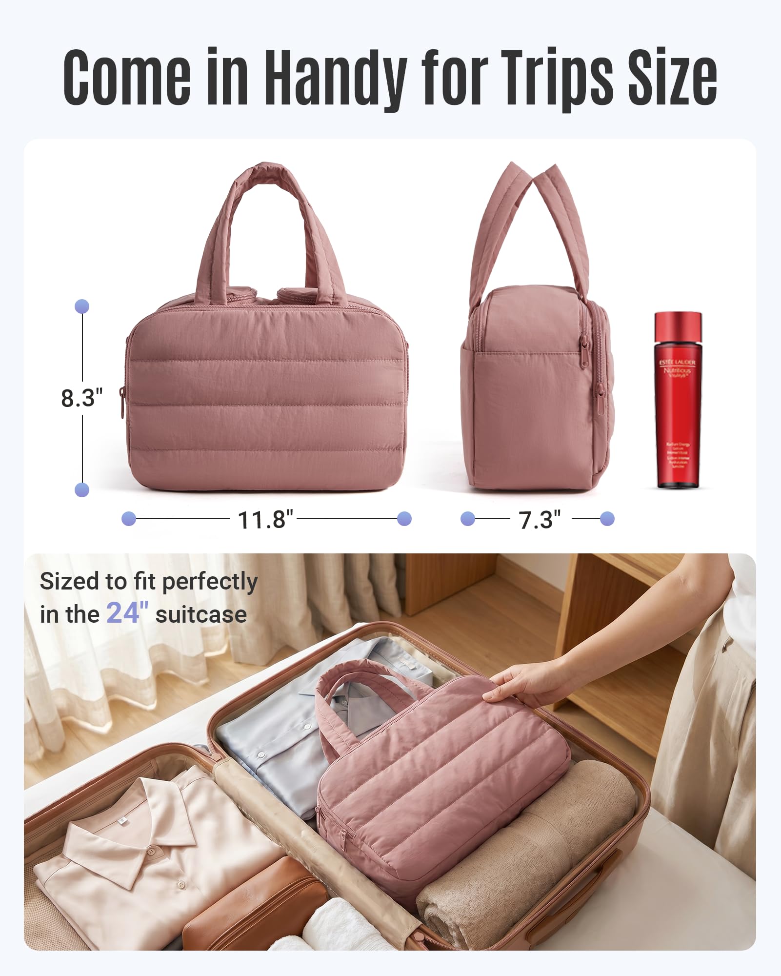 LIGHT FLIGHT packed inside with toiletries showing organized storage benefit