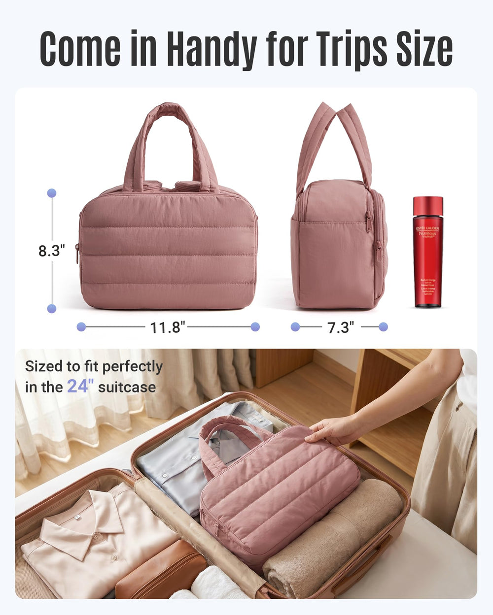 LIGHT FLIGHT packed inside with toiletries showing organized storage benefit