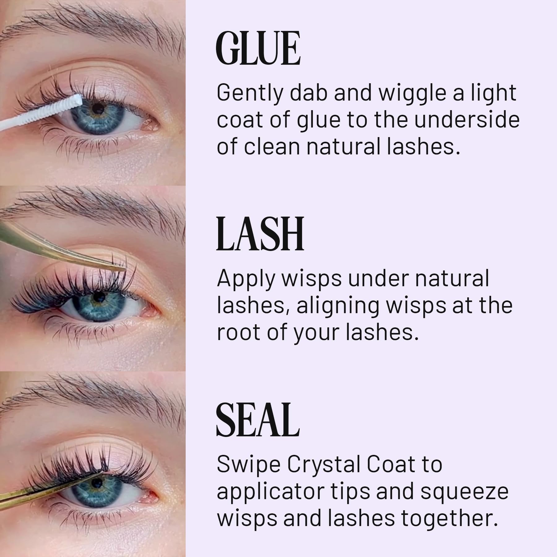 Lilac St applicator tip detail for precise lash placement benefit