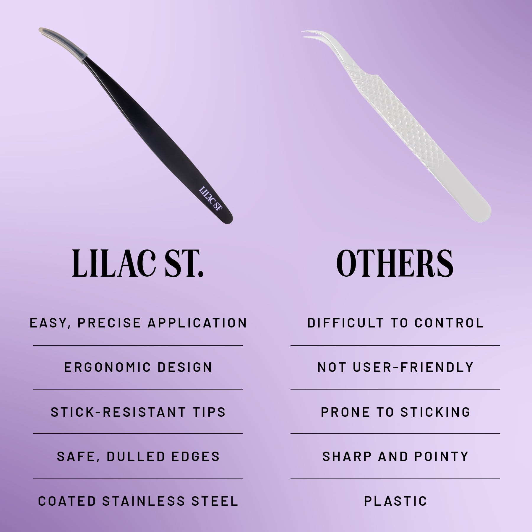 Lilac St. applicator held by hand placing faux lash cluster demonstrating control and accuracy