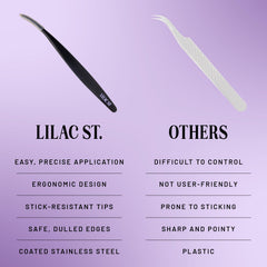 Lilac St. applicator held by hand placing faux lash cluster demonstrating control and accuracy