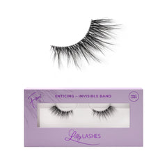 Lilly Lashes front packaging displaying sheer band half lashes and benefits