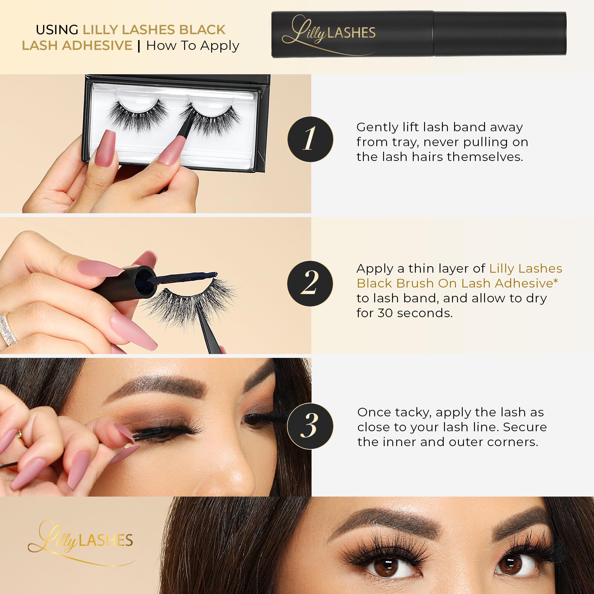 Lilly Lashes worn by model for daytime look with natural lift