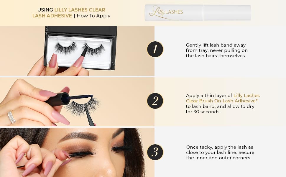 Lilly Lashes worn on model showing dramatic volume and glam effect benefit