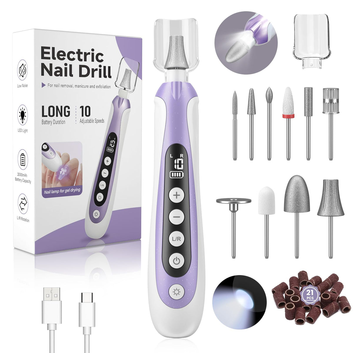Lilonthy front view purple kit showing complete manicure set and portability