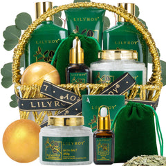 LILY ROY front packaging showing eucalyptus spa set and gift-ready appeal