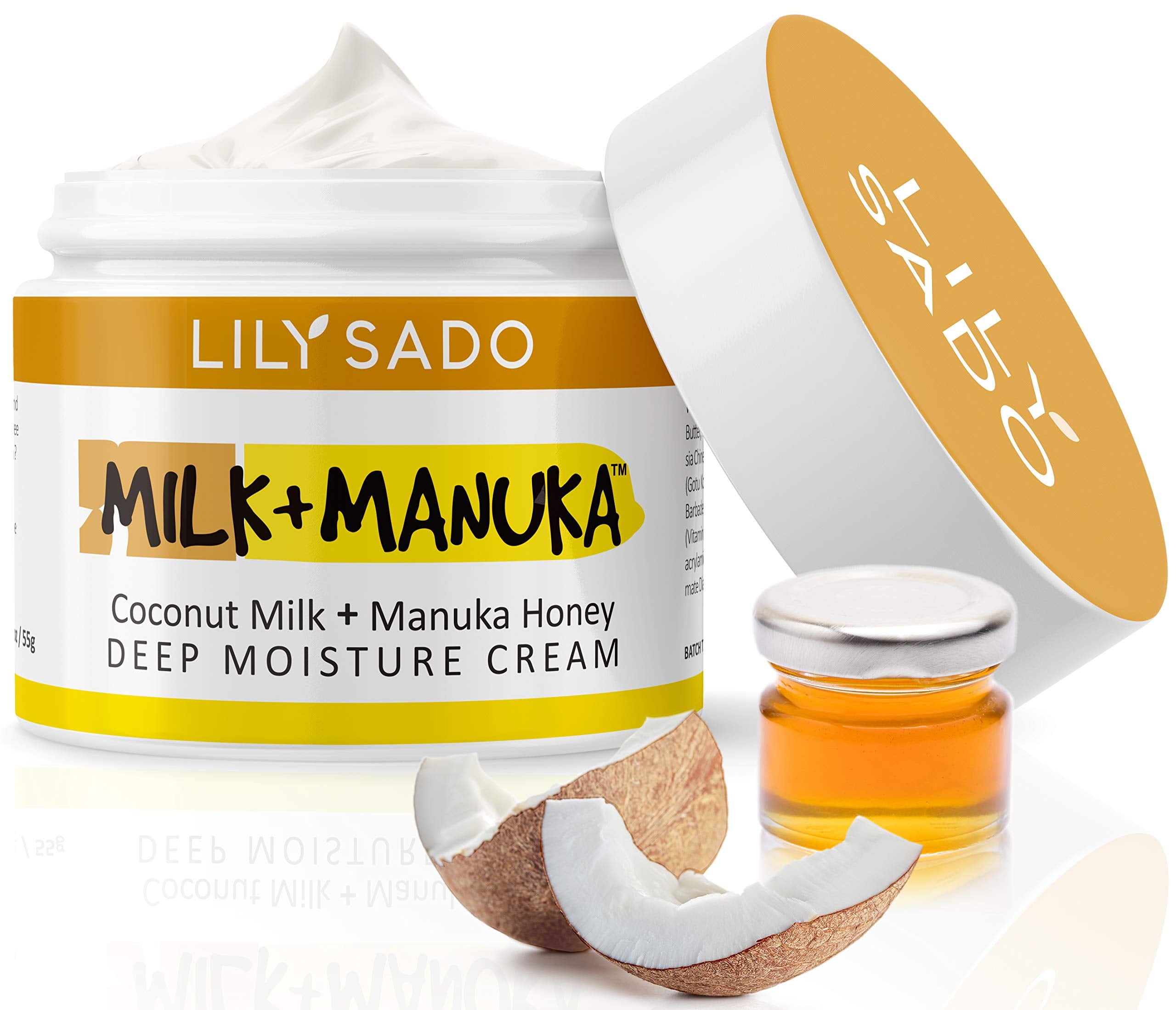 LILY SADO front packaging showing coconut and Manuka benefits