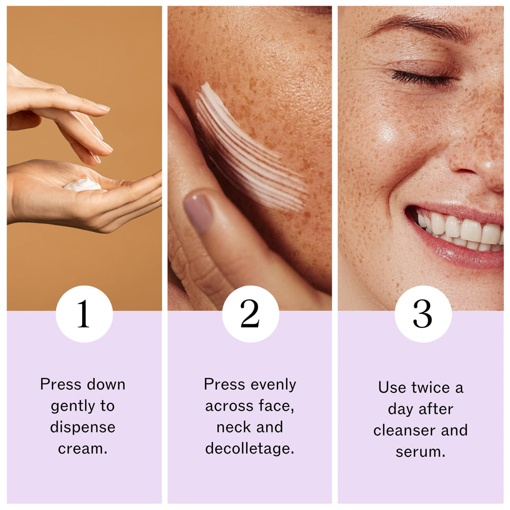 LilyAna Naturals applying cream to neck showing firming and smoothing benefit