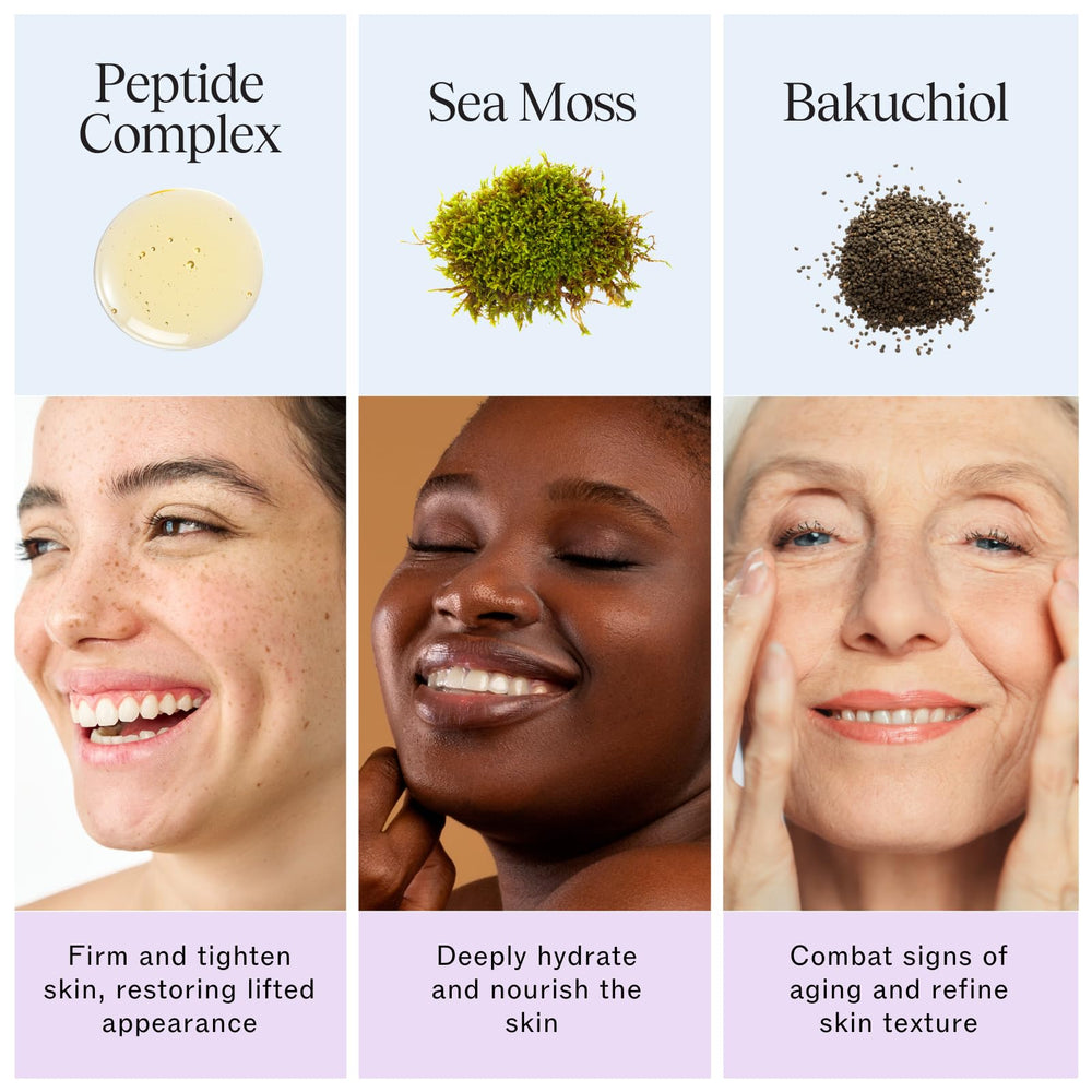 LilyAna Naturals sea moss ingredient and cream bottle highlighting natural hydration
