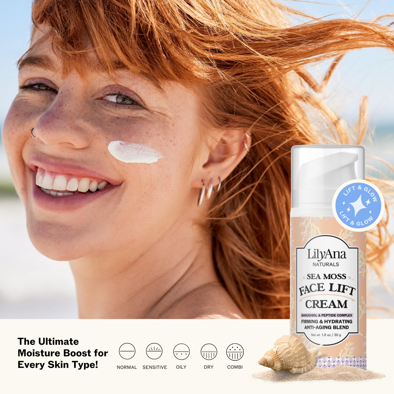 LilyAna Naturals applying cream to hand showing rapid absorption and plumping