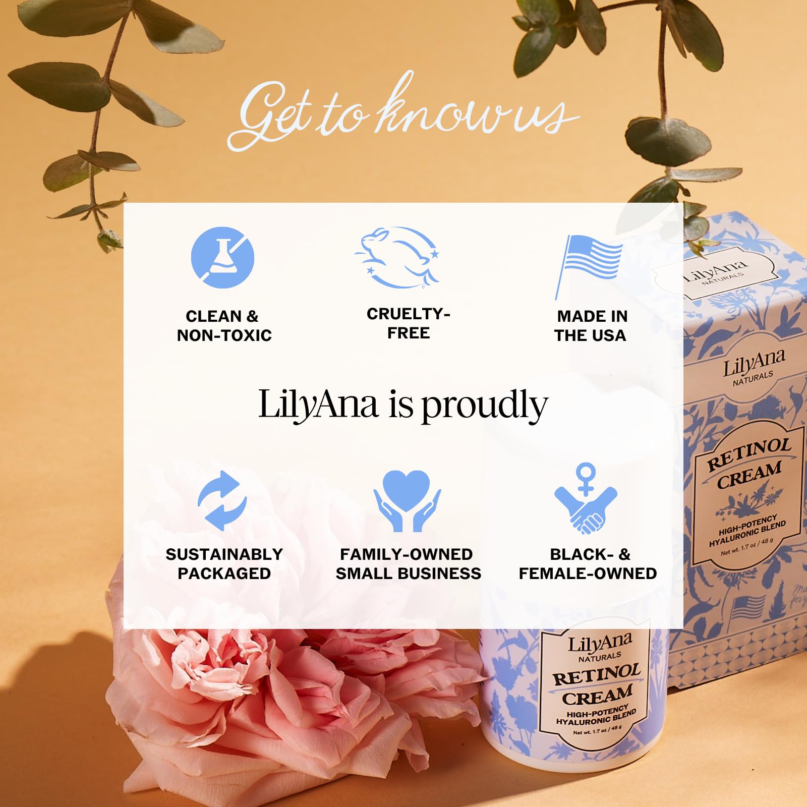 LilyAna Naturals jar held in hand showing size and travel-friendly benefit