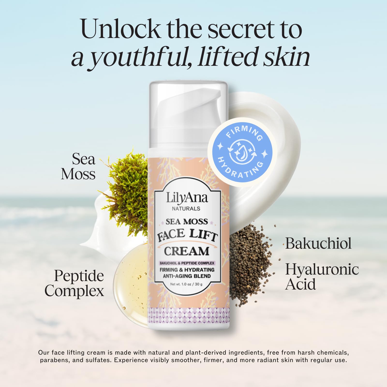 LilyAna Naturals open jar with finger scoop demonstrating easy application benefit