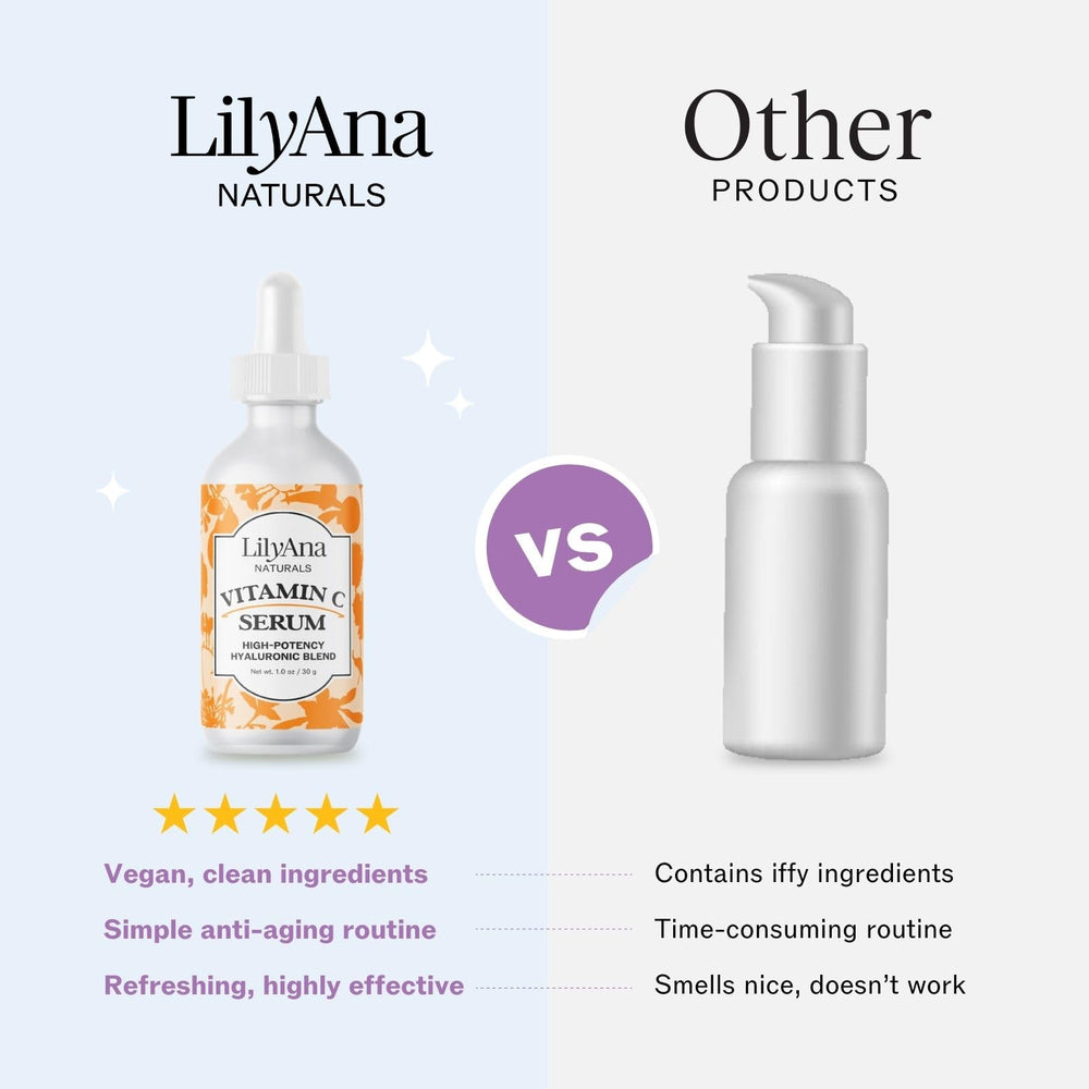 LilyAna Naturals serum dispensed on hand to show size and everyday use