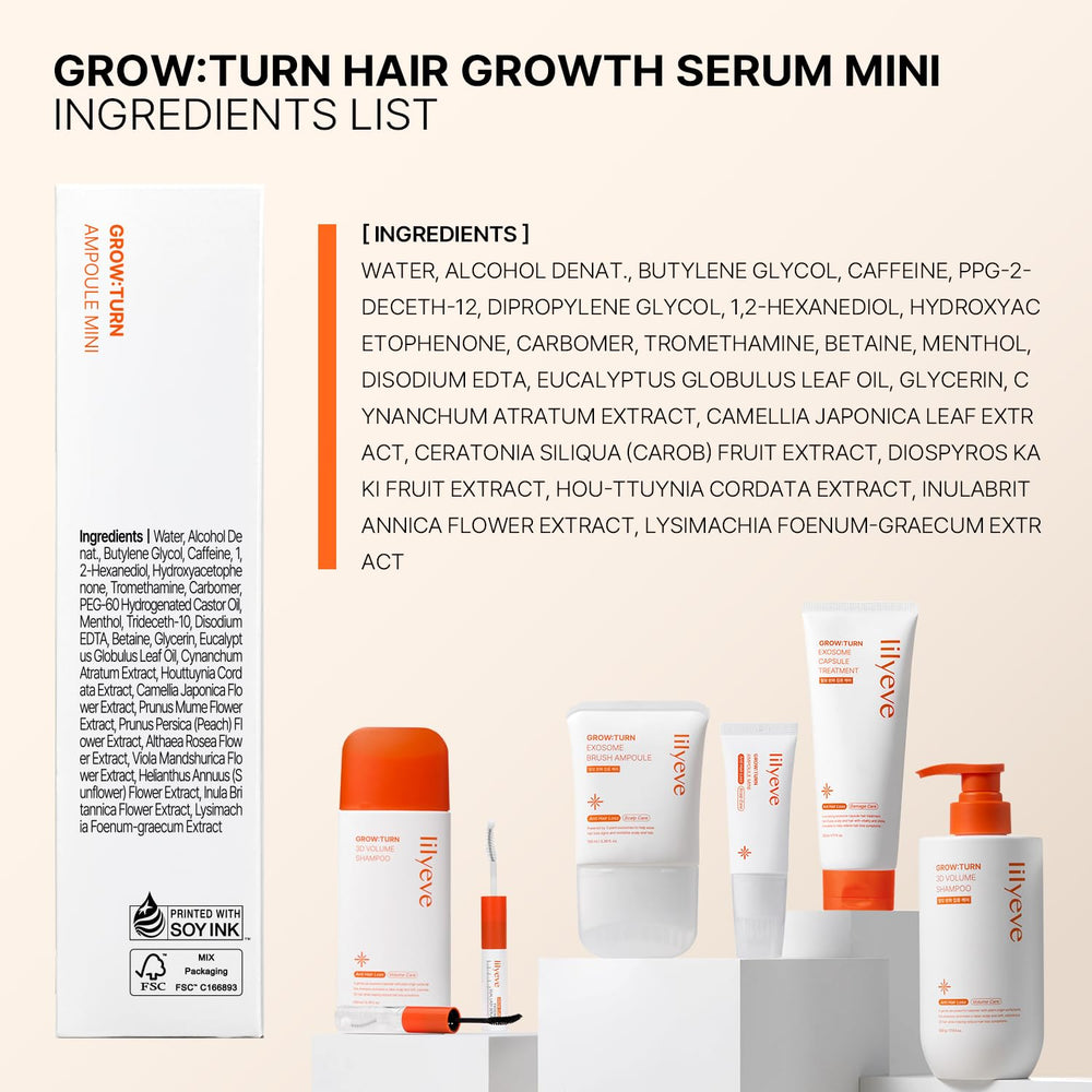 lilyeve bathroom routine scene with GROWTURN included in daily hair care