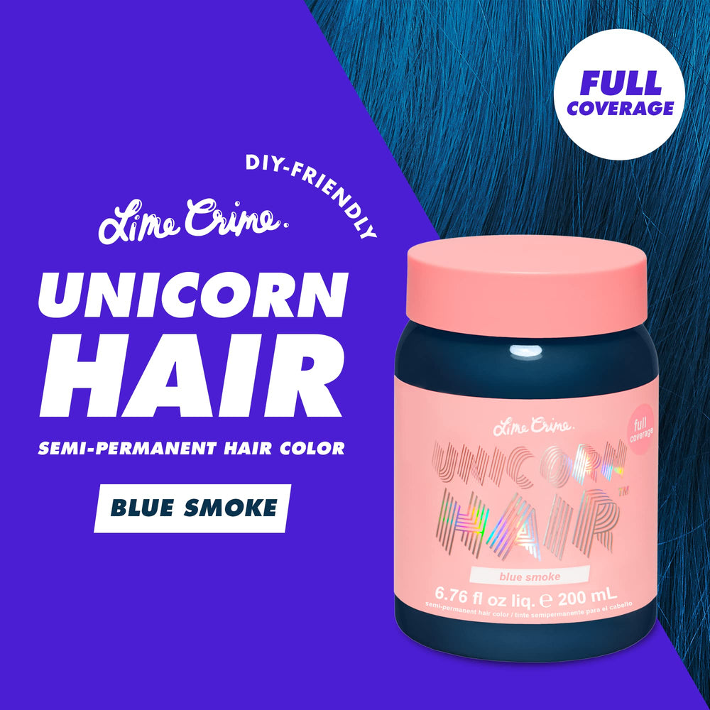 Lime Crime close texture swirl of Blue Smoke dye showing creamy consistency and easy application