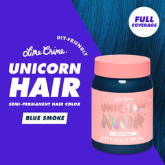 Lime Crime close texture swirl of Blue Smoke dye showing creamy consistency and easy application