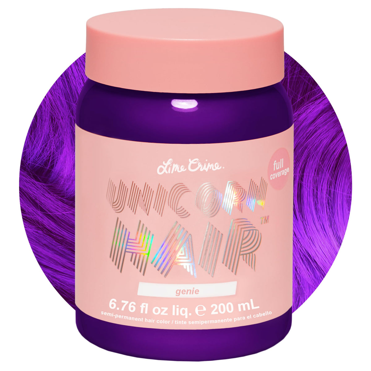 Lime Crime Genie bottle front view showing deep violet packaging and bold color