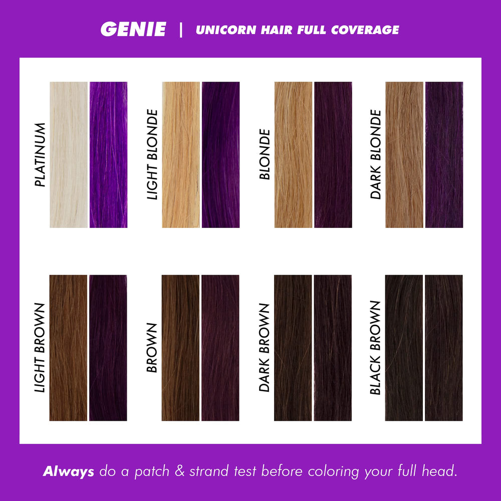 Lime Crime Genie tint on dark blonde hair demonstrating subtle violet color boost