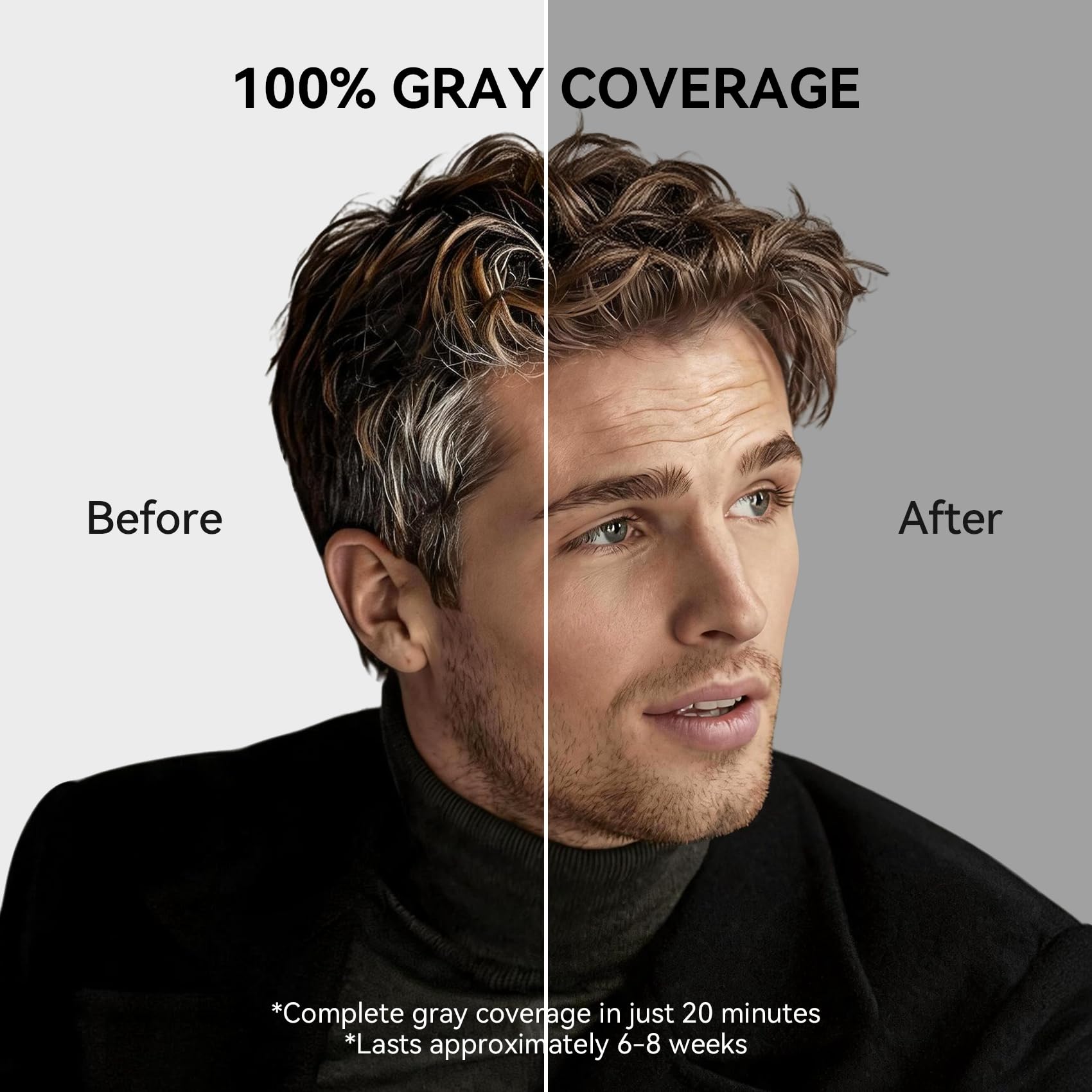 Limer before and after comparison showing natural-looking medium brown result