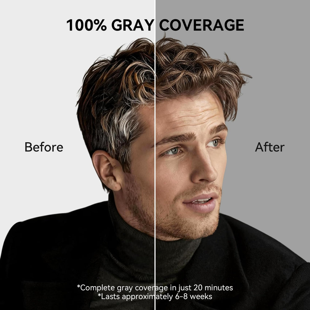 Limer before and after comparison showing natural-looking medium brown result