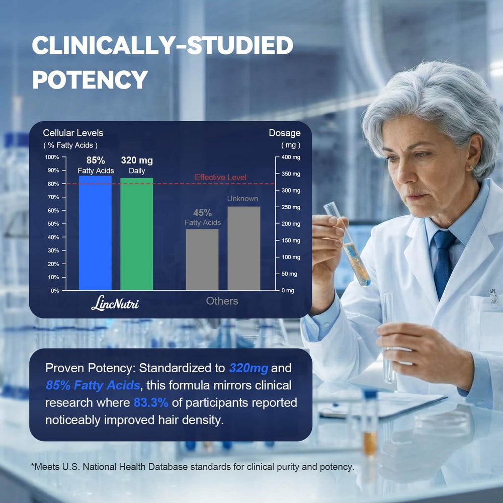 pumpkin seed oil ingredient visual with LincNutri branding supporting scalp health