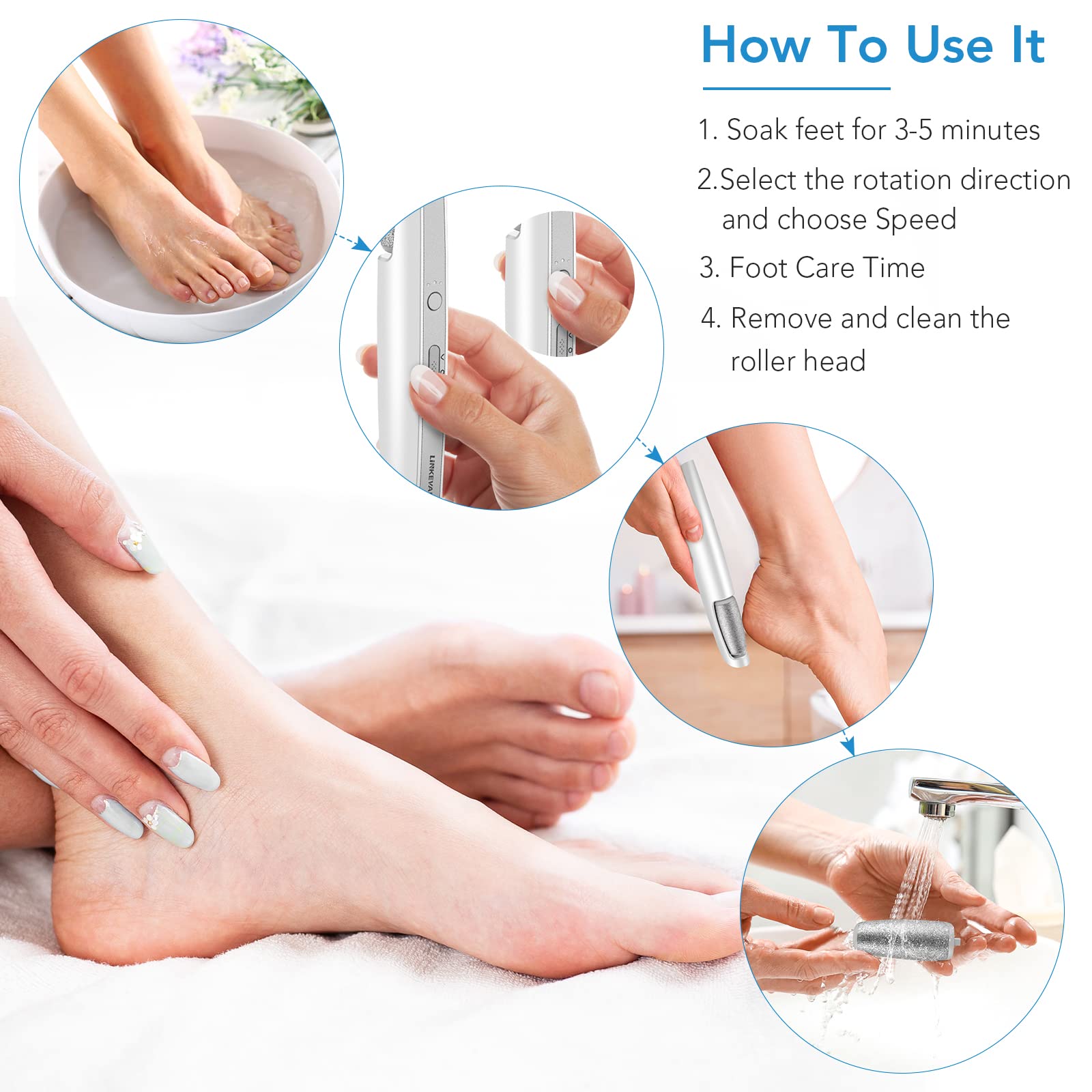 LINKEVAP lifestyle spa scene showing relaxed foot care benefits