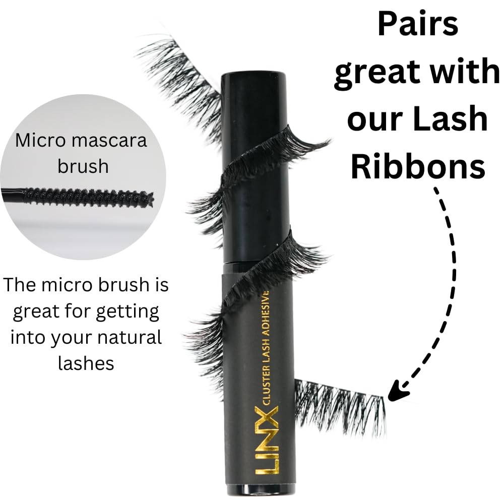 LINX glue dabbed under natural lash base for targeted bonding