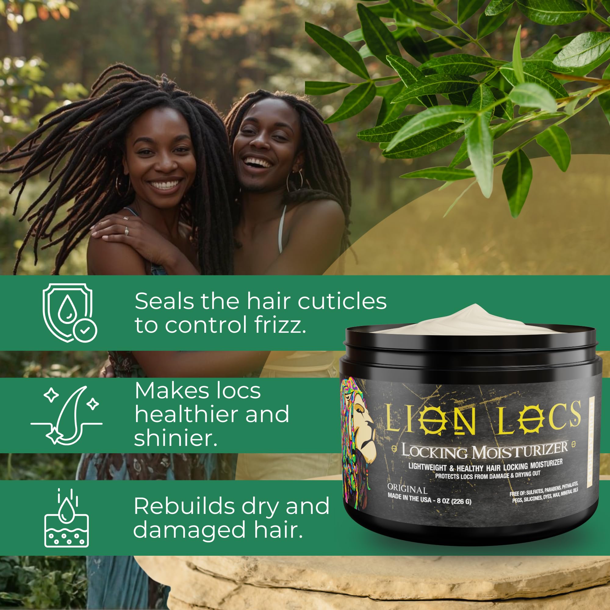 Lion Locs on braided style, showing lasting hold and natural shine
