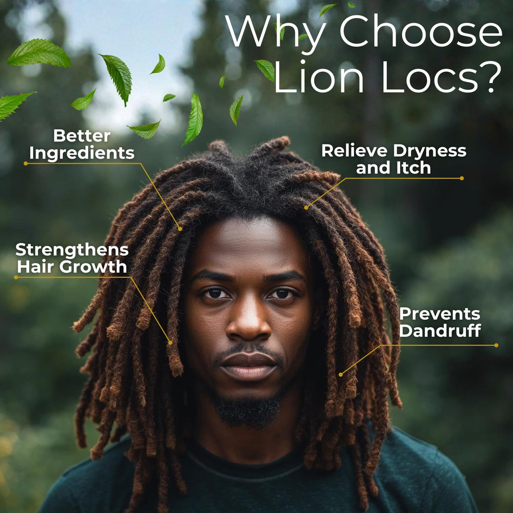 Lion Locs bottle staged in bathroom routine promoting everyday use convenience