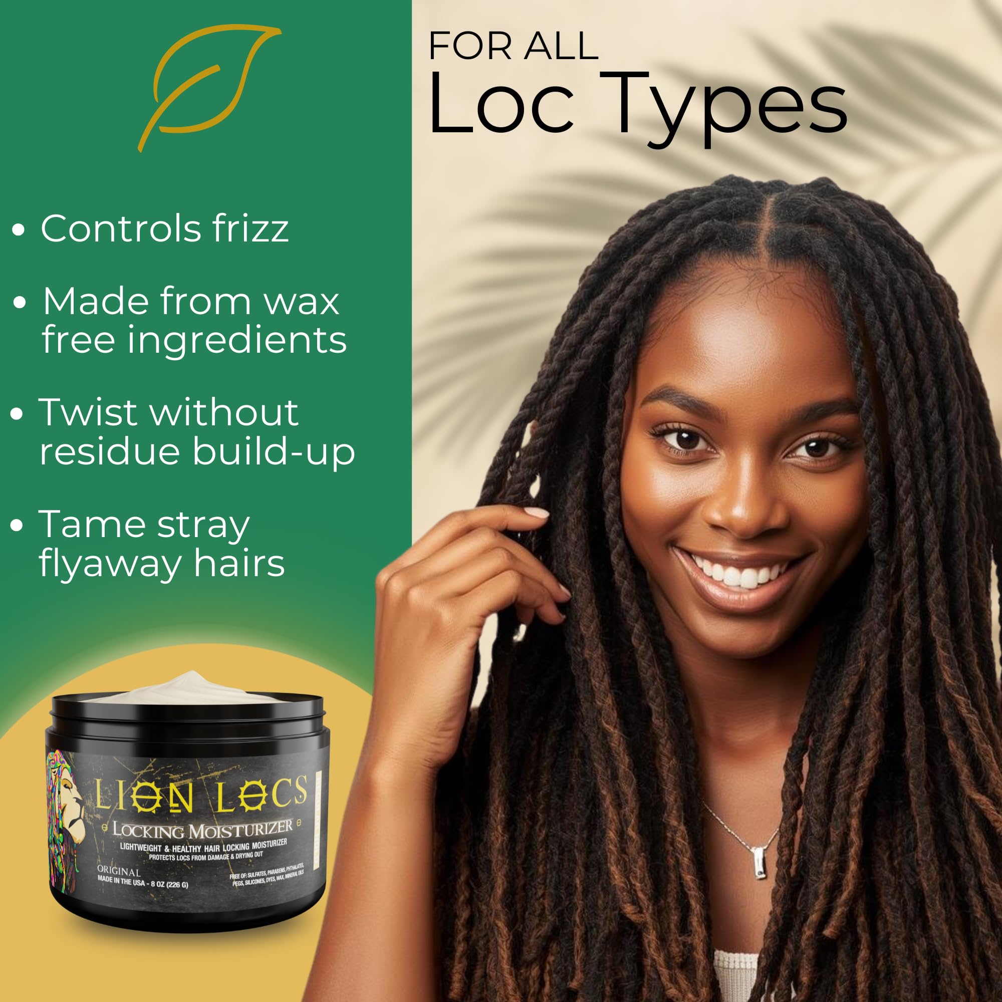 Lion Locs used during a retwist, showing defined neat locs and reduced frizz