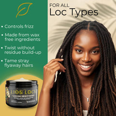Lion Locs used during a retwist, showing defined neat locs and reduced frizz