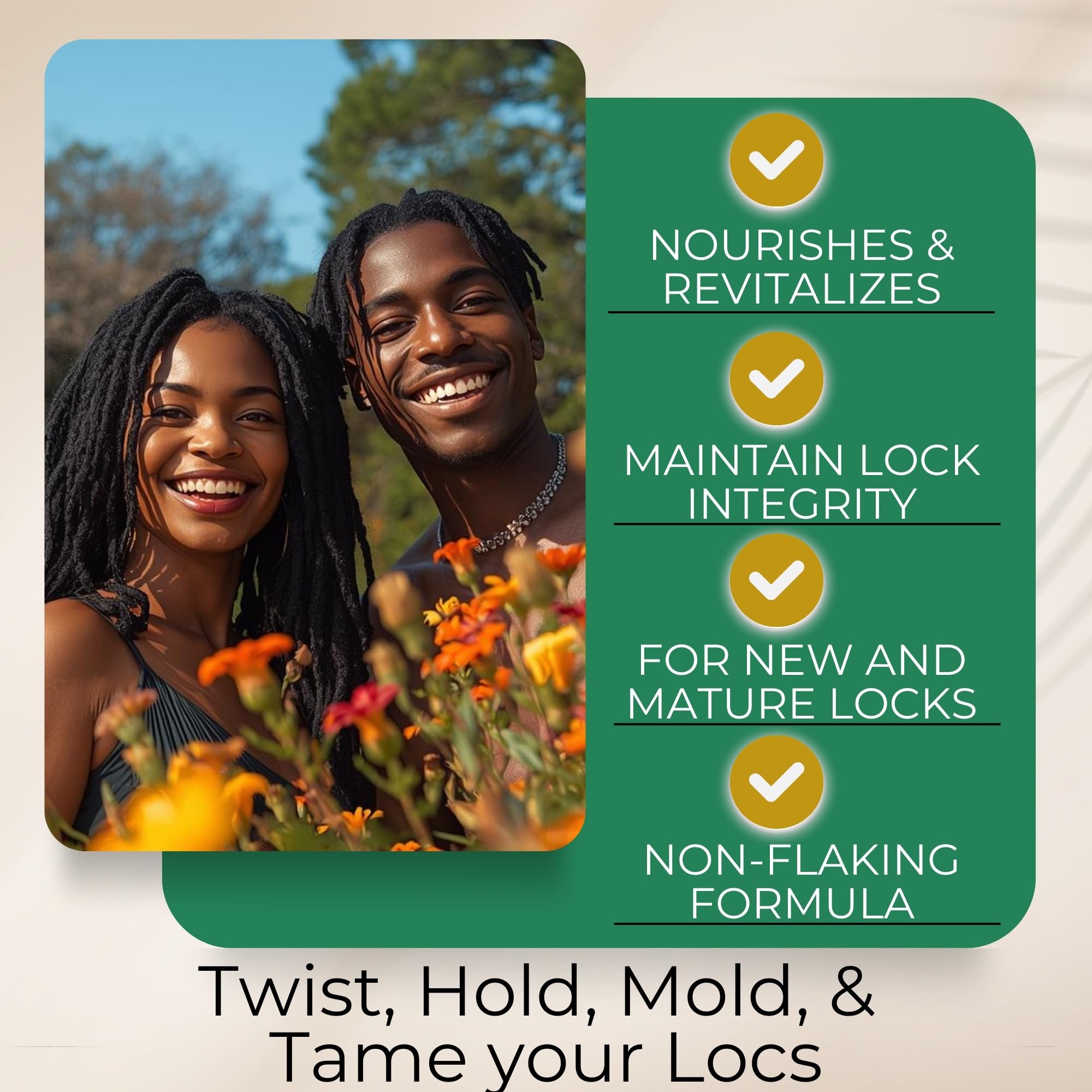 Lion Locs beside a ruler showing compact travel-friendly size