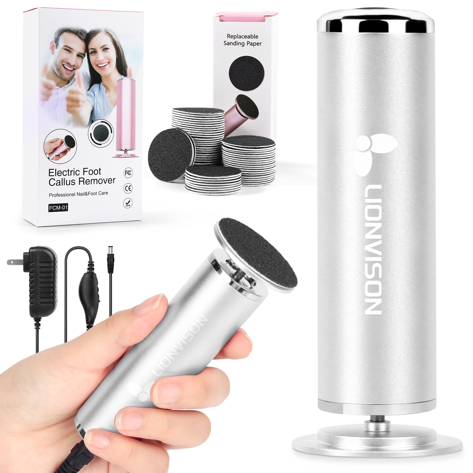 LIONVISON foot file front view showing ergonomic grip and controls for easy handling