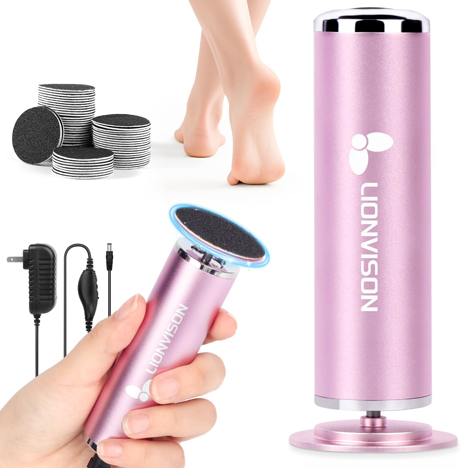 LIONVISON front view of the electric callus remover showing controls for easy operation