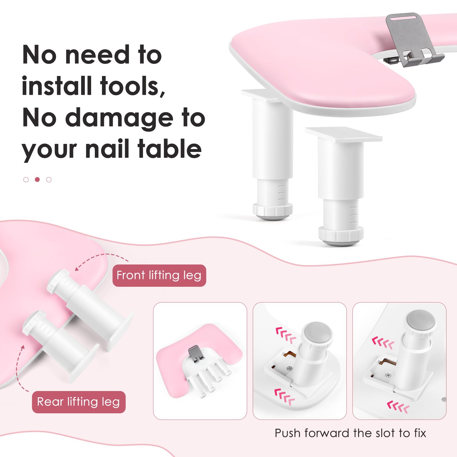 LIONVISON built-in phone holder holding a device for hands-free tutorial viewing
