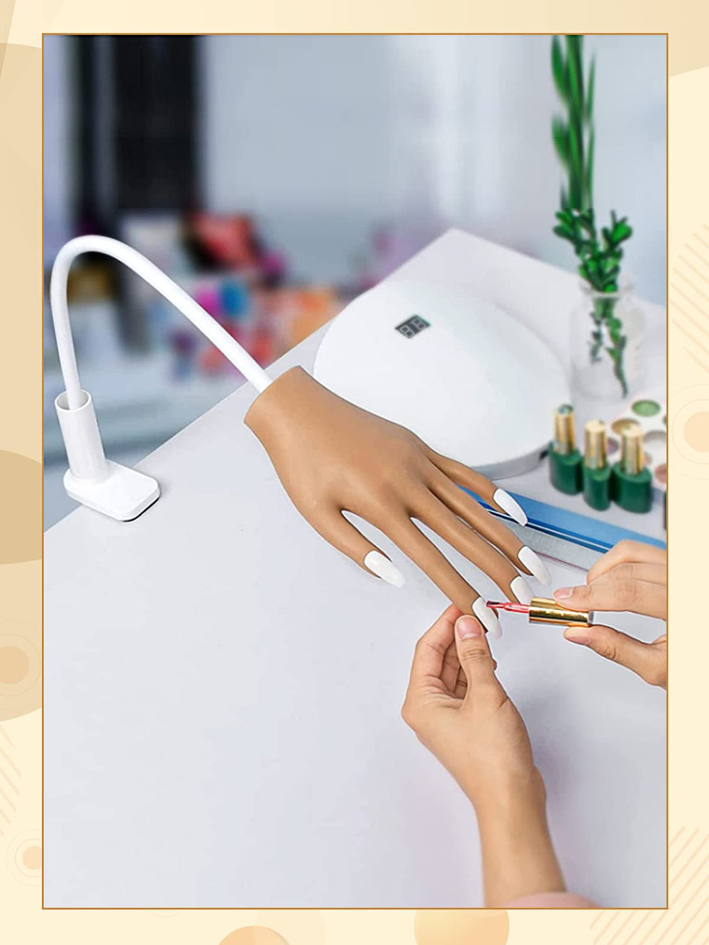 LIONVISON hand next to ruler for scale helping buyers visualize real-world size