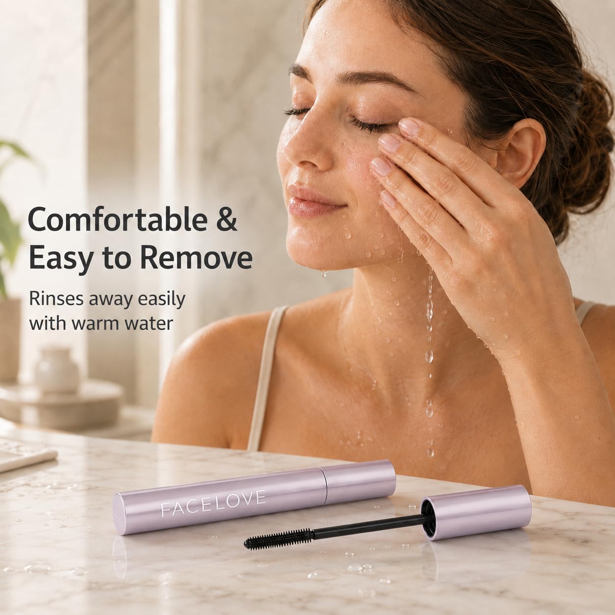 Lipifil wand detail tip for inner corners illustrating reach and control for short lashes