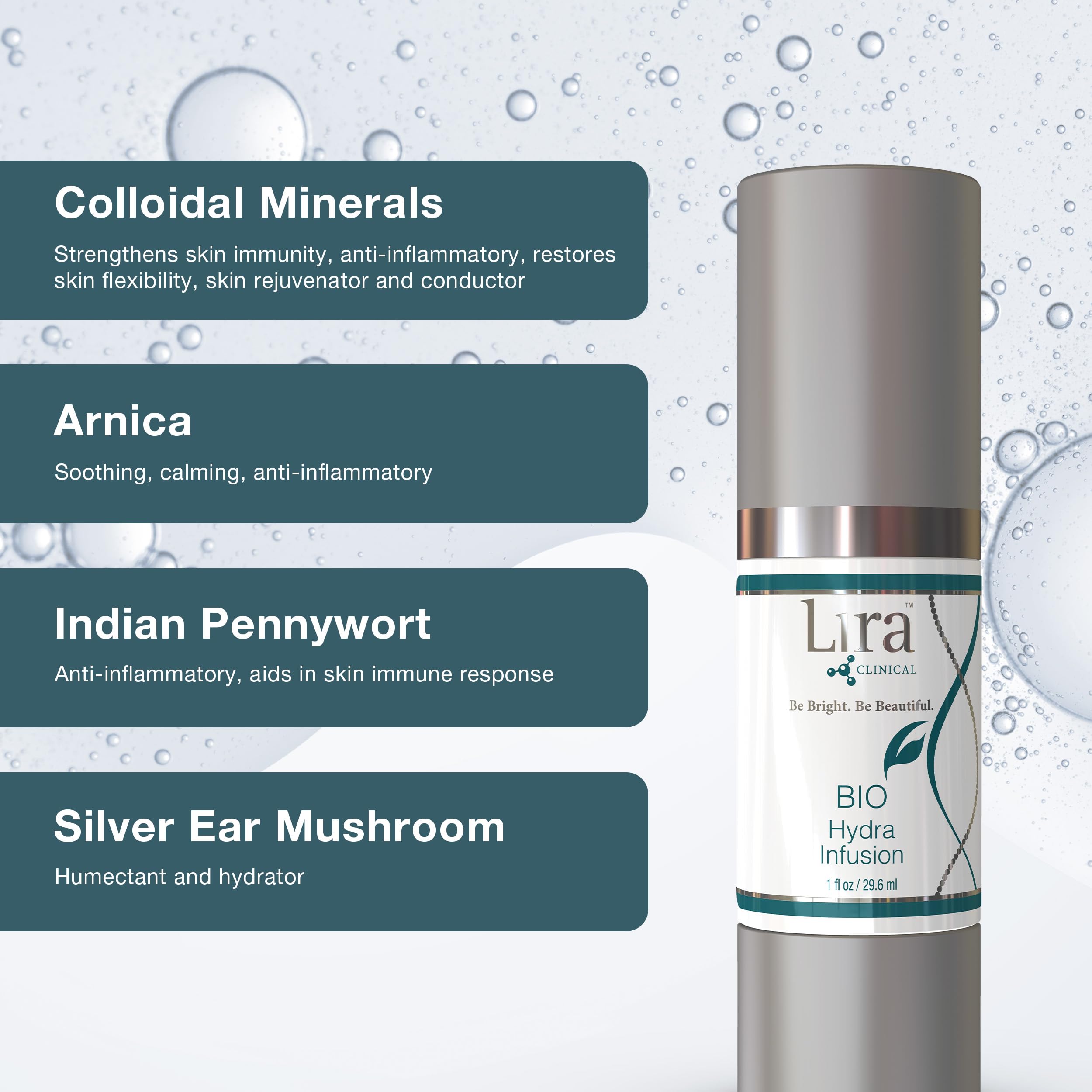 Lira Clinical serum applied on hand demonstrating quick hydration