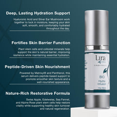 Lira Clinical close-up of serum texture emphasizing lightweight absorption