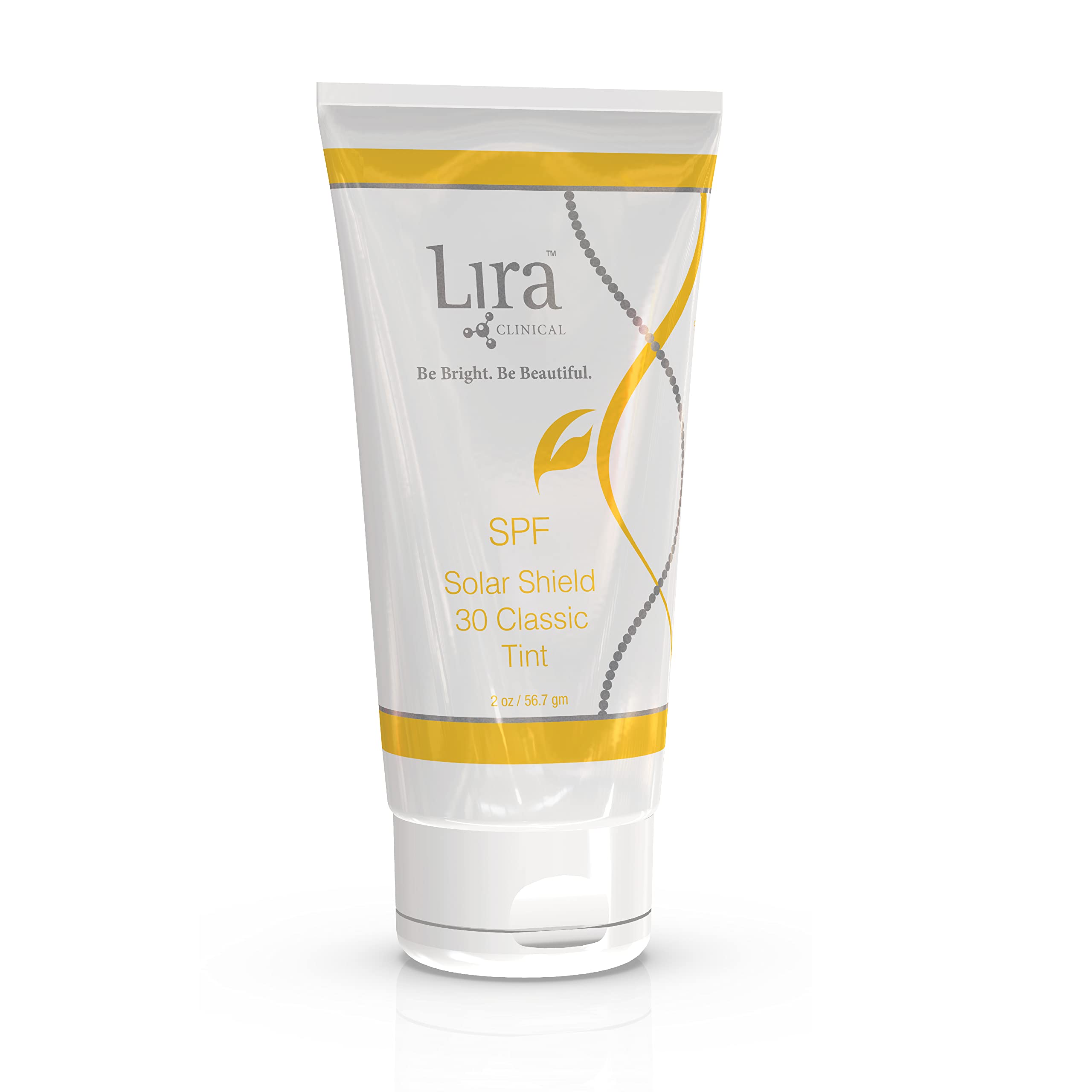 Lira Clinical tube front view showing compact travel-ready sunscreen