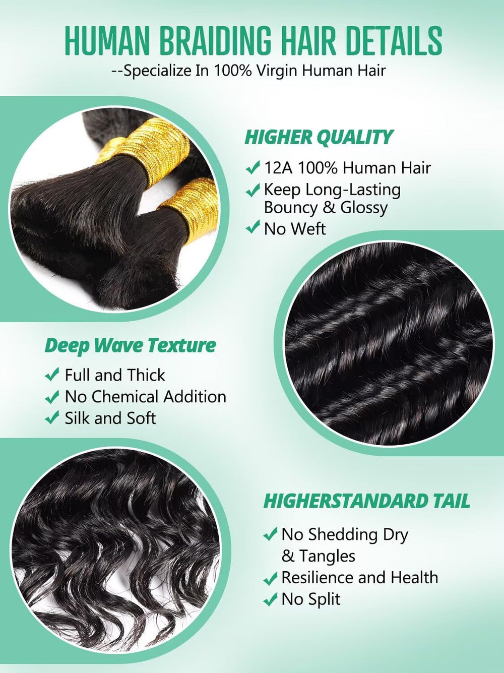 LIREN bundles laid flat showing 18-inch length and lightweight feel