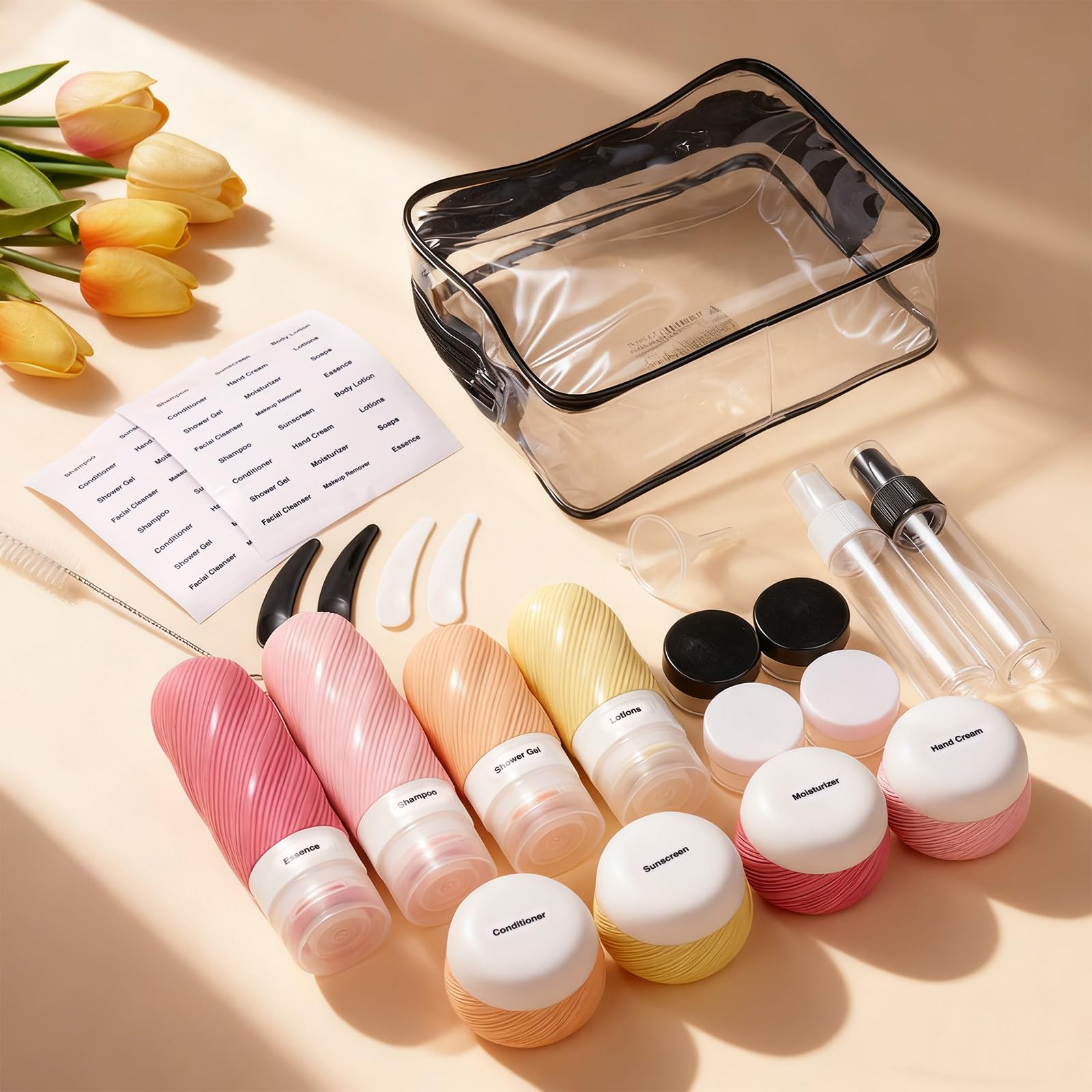 LitBear silicone travel bottles close-up showing soft squeezable design benefit