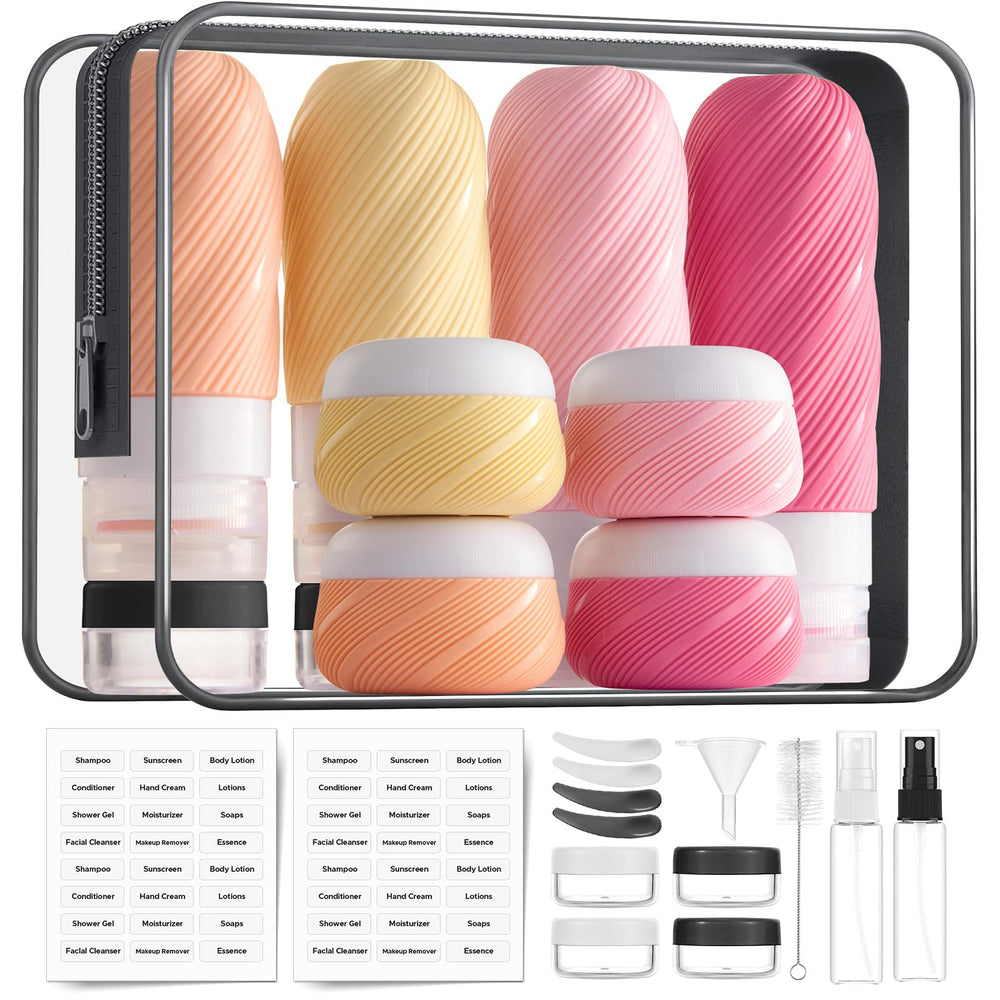 LitBear clear bag with travel bottles visible, keeps toiletries organized