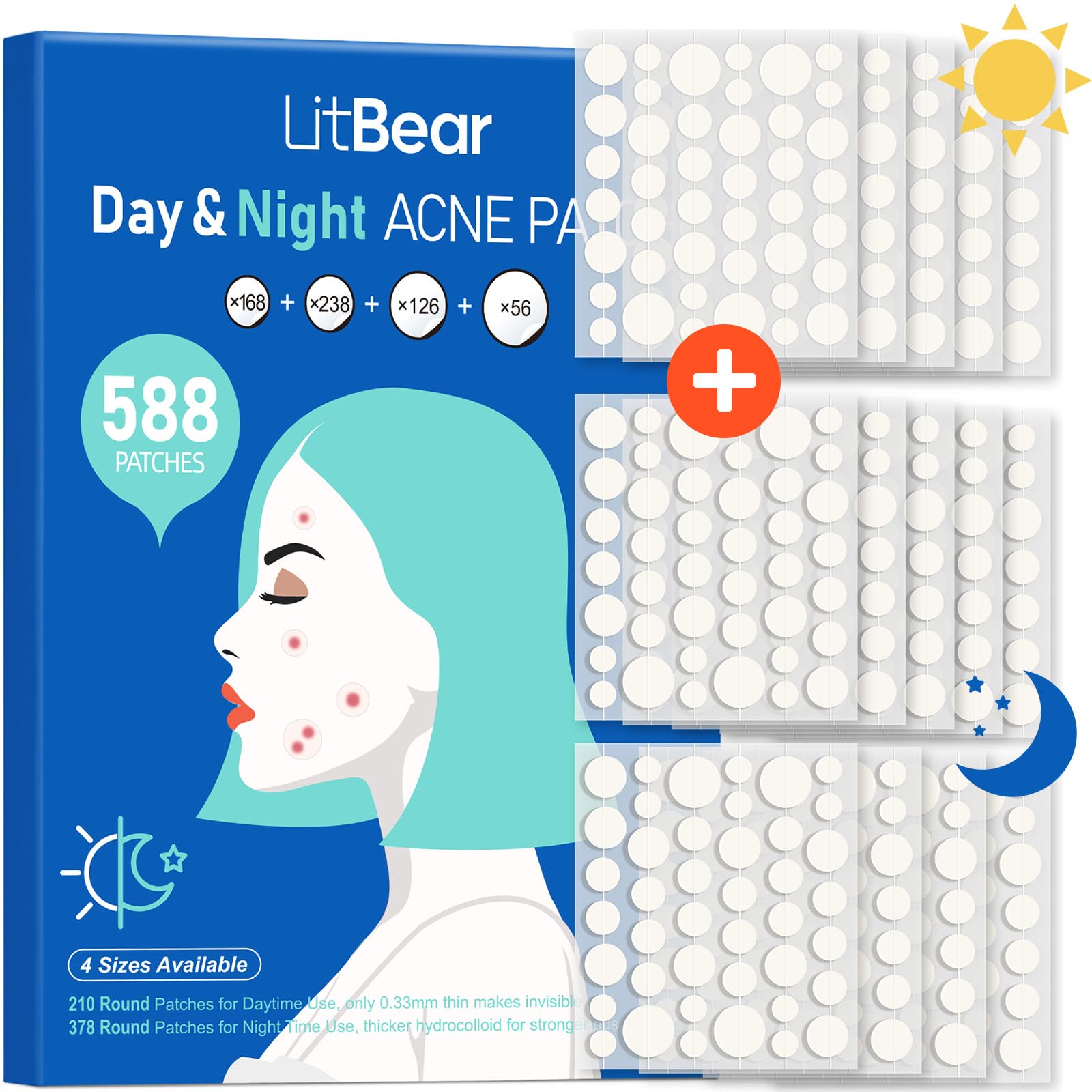 LitBear front packaging showing 588 dots and day/night set for convenience