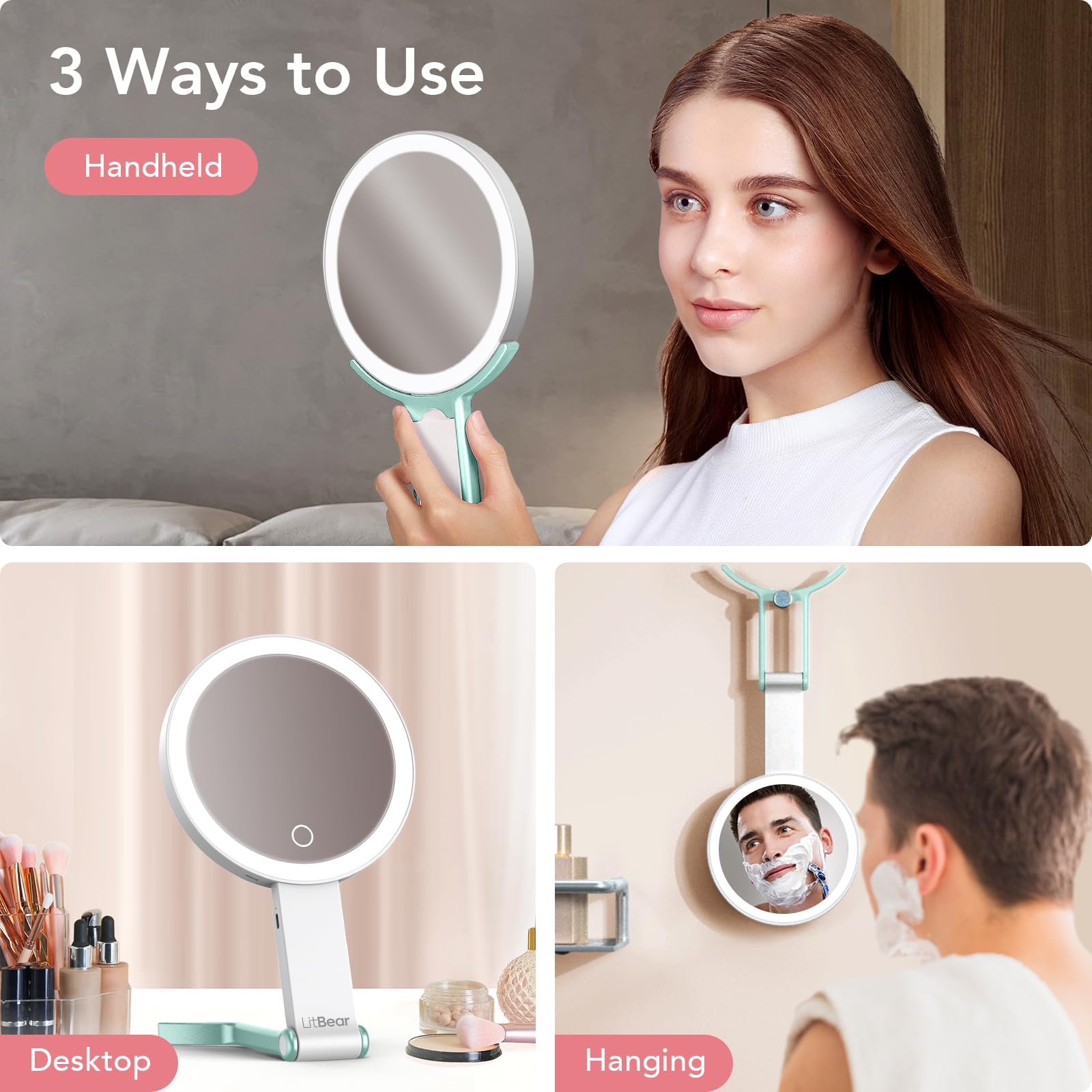LitBear hanging in bathroom showing hands-free lighting benefit