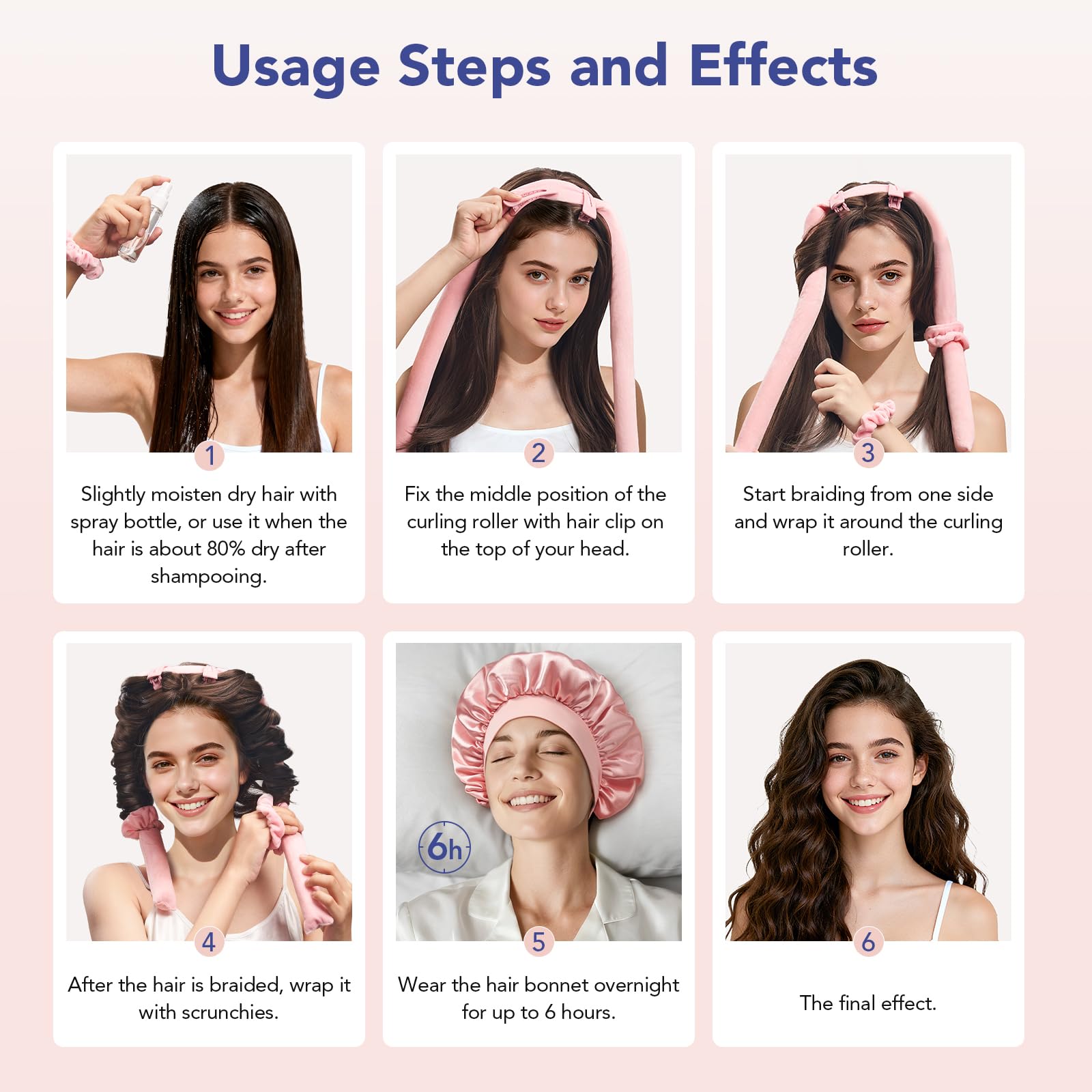 LitBear rollers on hair overnight demonstrating hands-free heatless styling