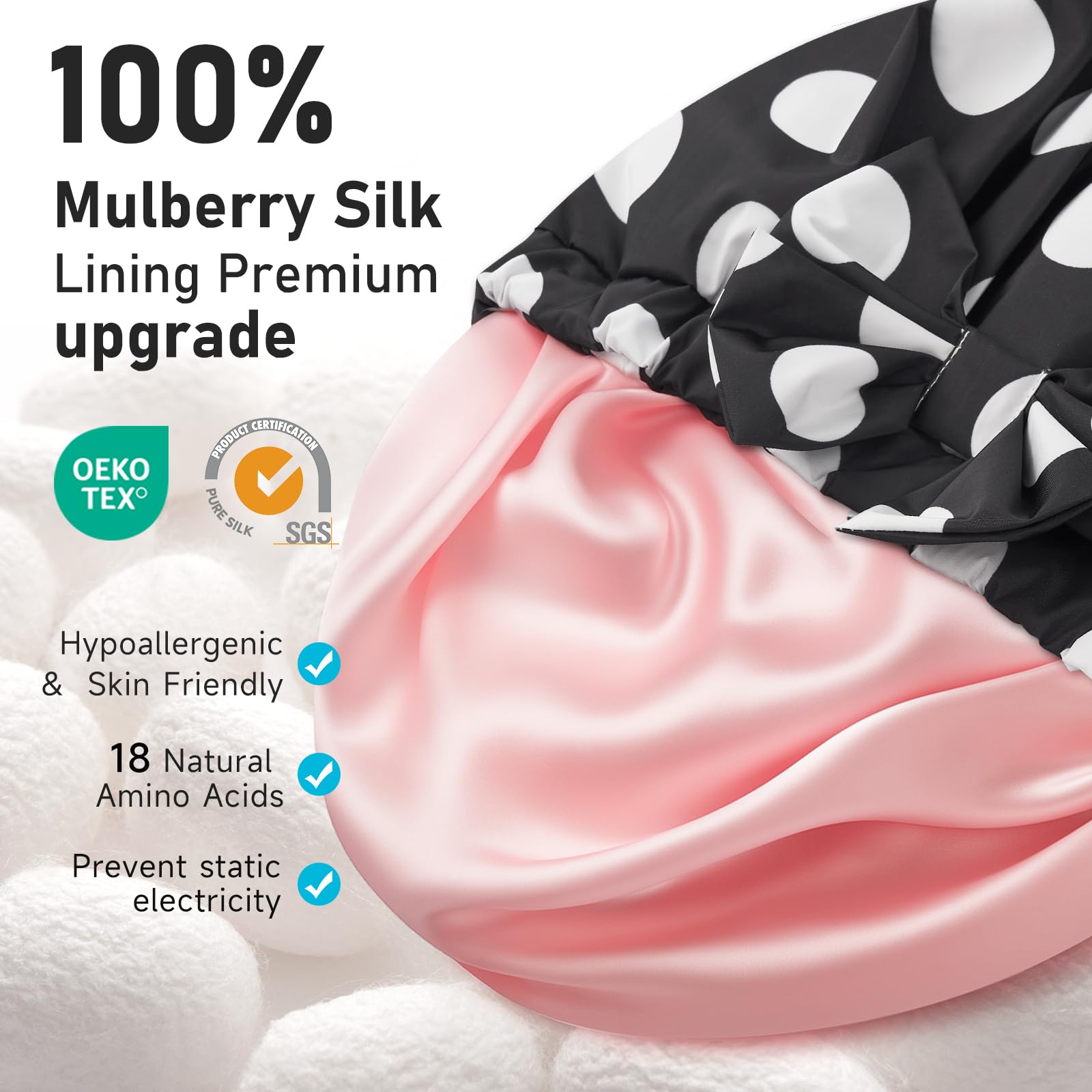 LitBear close-up of 22 momme silk interior highlighting gentle hair protection