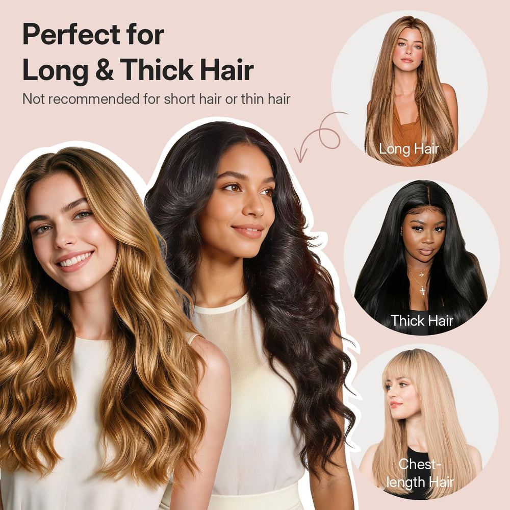 LitBear curler with ruler scale demonstrating 40-inch length for long hair coverage